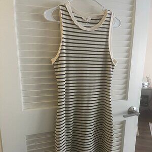 Cream Striped Tank Midi Dress